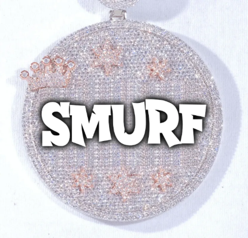 CUSTOM LETTER NECKLACE 3D BIG CROWN DISC sold by The GUU Shop