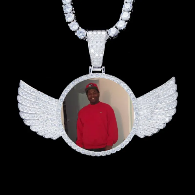 925S & VVS Moissanite 3D Wing Custom Picture Pendant sold by The GUU Shop