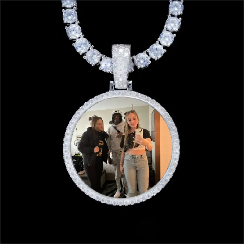 925S & VVS Moissanite 3D Circle Custom Picture Pendant sold by The GUU Shop