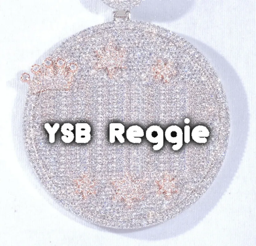 CUSTOM LETTER NECKLACE 3D BIG CROWN DISC sold by The GUU Shop