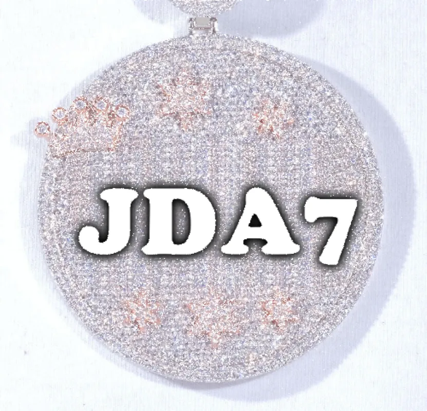 CUSTOM LETTER NECKLACE 3D BIG CROWN DISC sold by The GUU Shop