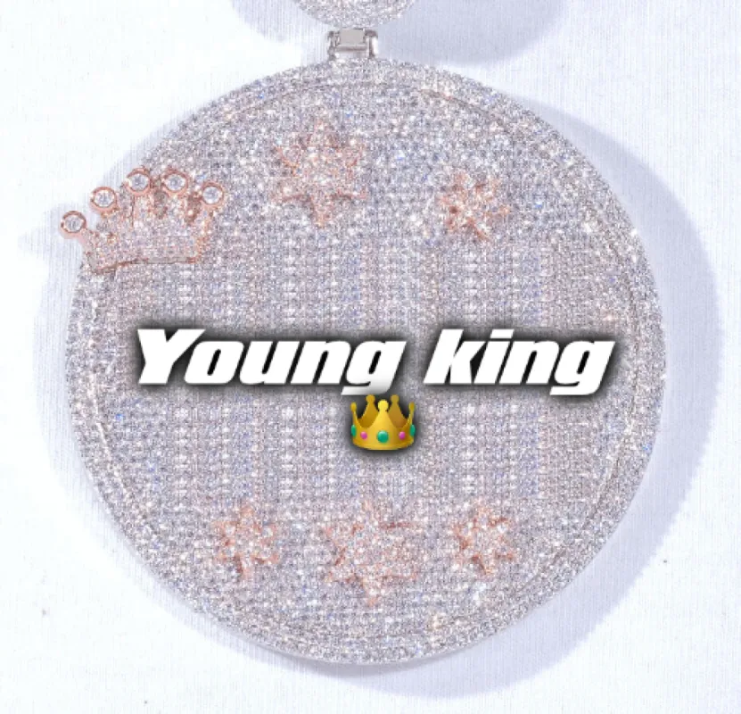 CUSTOM LETTER NECKLACE 3D BIG CROWN DISC sold by The GUU Shop