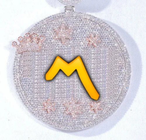 CUSTOM LETTER NECKLACE 3D BIG CROWN DISC sold by The GUU Shop