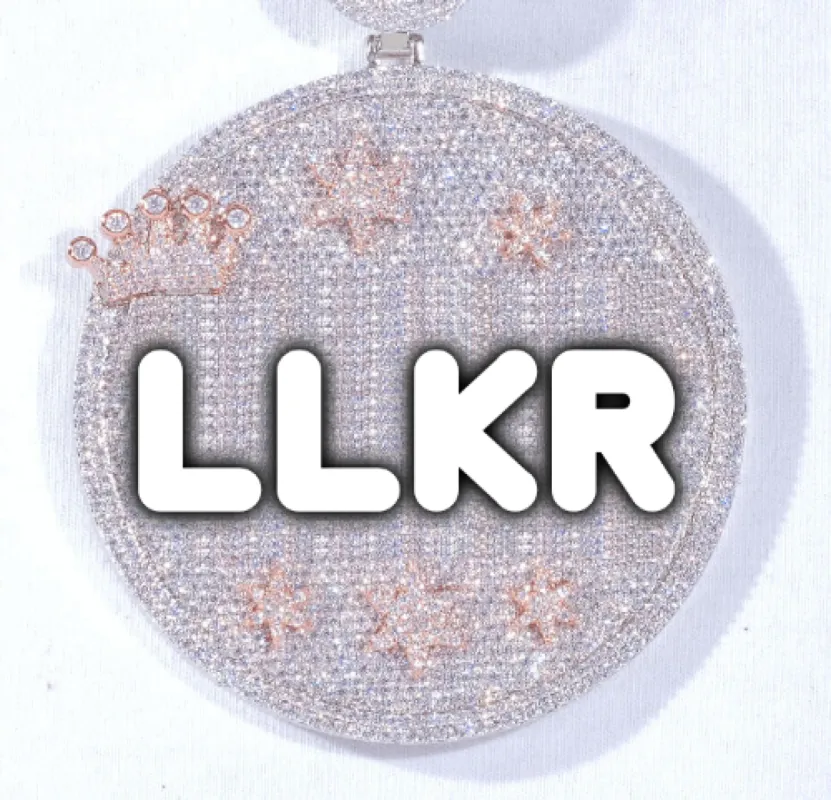 CUSTOM LETTER NECKLACE 3D BIG CROWN DISC sold by The GUU Shop