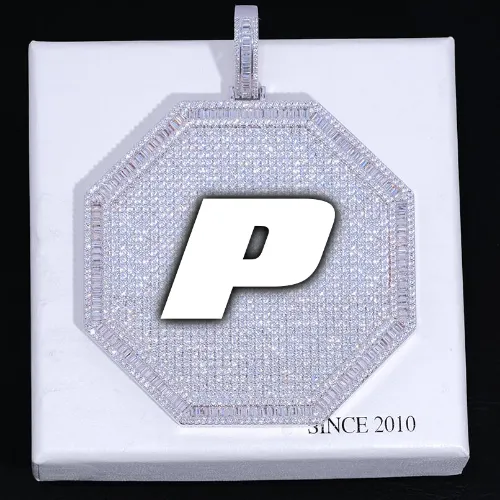 CUSTOM LETTER NECKLACE 3D BIG OCTAGON sold by The GUU Shop