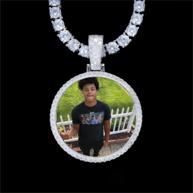925S & VVS Moissanite 3D Circle Custom Picture Pendant sold by The GUU Shop