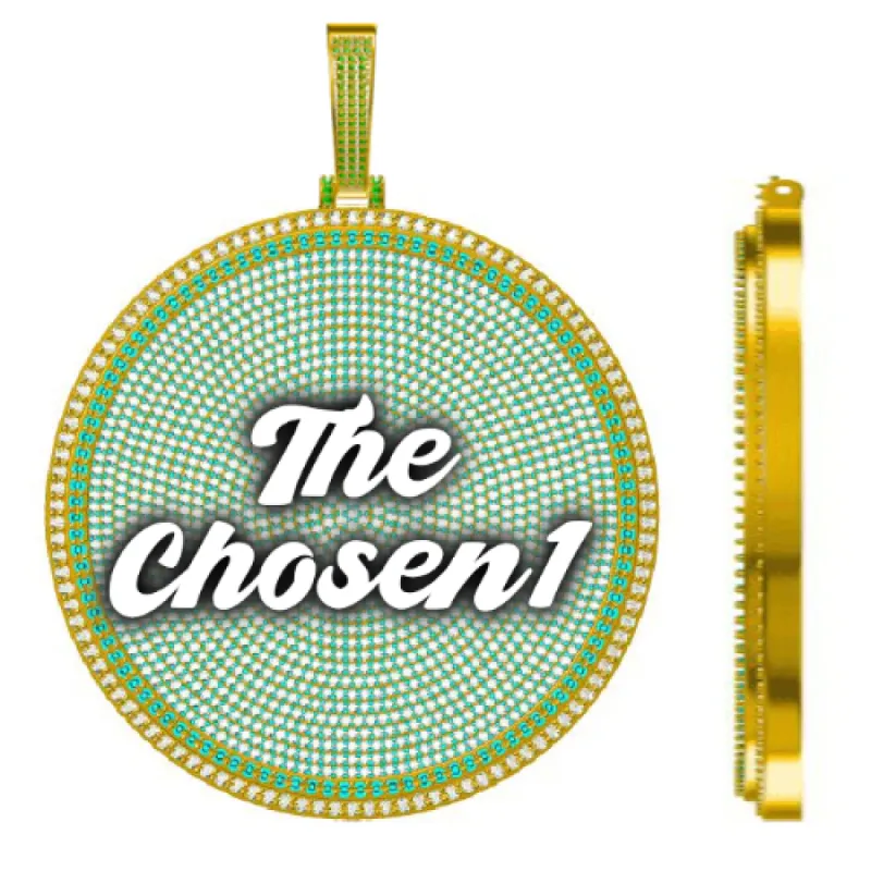 CUSTOM LETTER NECKLACE 3D BIG DISC sold by The GUU Shop