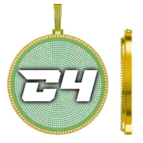 CUSTOM LETTER NECKLACE 3D BIG DISC sold by The GUU Shop