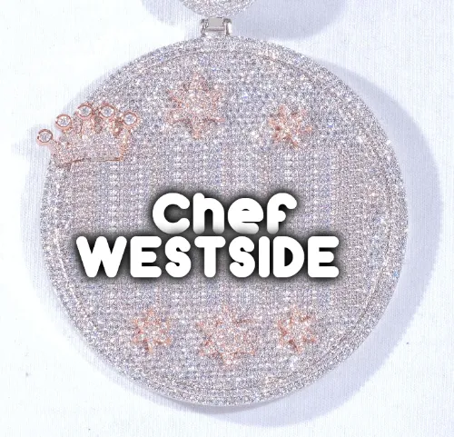 CUSTOM LETTER NECKLACE 3D BIG CROWN DISC sold by The GUU Shop