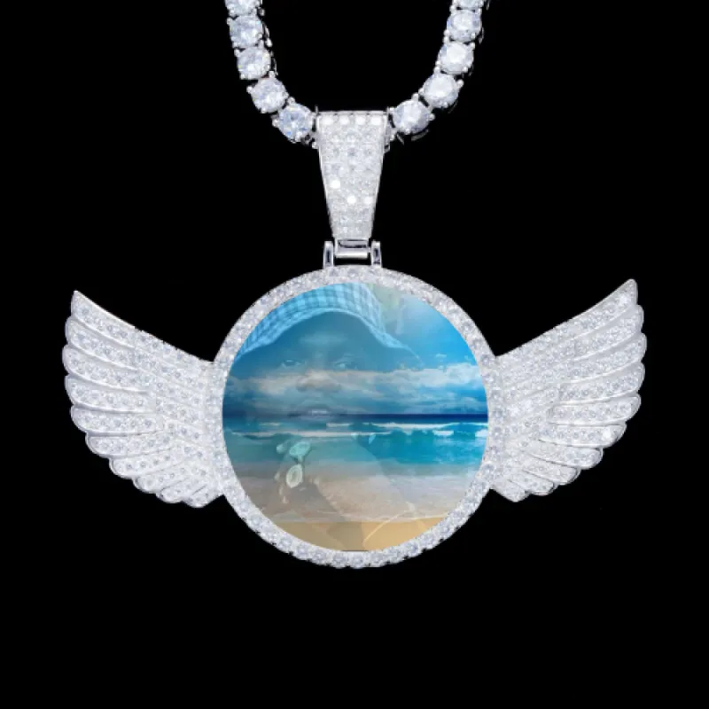 925S & VVS Moissanite 3D Wing Custom Picture Pendant sold by The GUU Shop