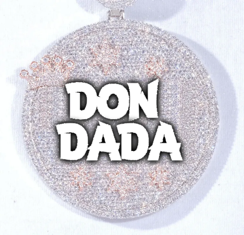 CUSTOM LETTER NECKLACE 3D BIG CROWN DISC sold by The GUU Shop