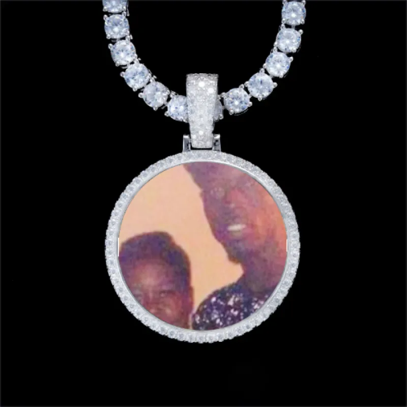 925S & VVS Moissanite 3D Circle Custom Picture Pendant sold by The GUU Shop
