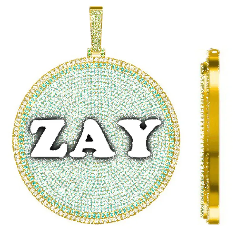 CUSTOM LETTER NECKLACE 3D BIG DISC made by The GUU Shop