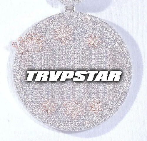 CUSTOM LETTER NECKLACE 3D BIG CROWN DISC sold by The GUU Shop