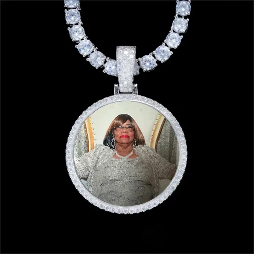 925S & VVS Moissanite 3D Circle Custom Picture Pendant sold by The GUU Shop
