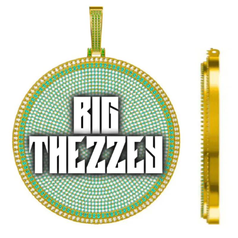 CUSTOM LETTER NECKLACE 3D BIG DISC sold by The GUU Shop