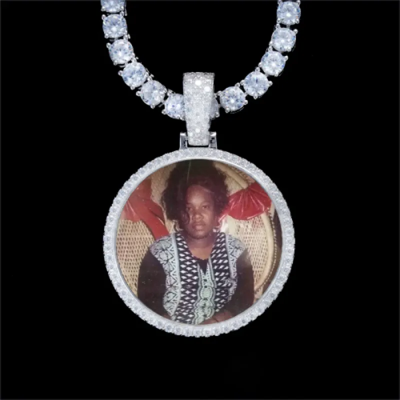 925S & VVS Moissanite 3D Circle Custom Picture Pendant sold by The GUU Shop