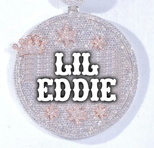 CUSTOM LETTER NECKLACE 3D BIG CROWN DISC sold by The GUU Shop