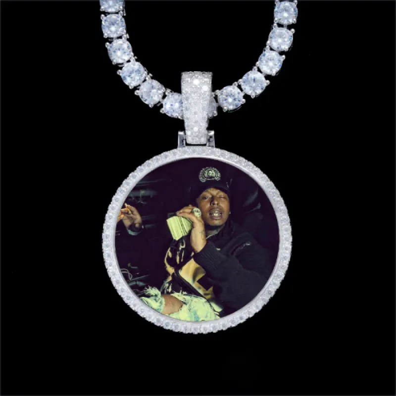 925S & VVS Moissanite 3D Circle Custom Picture Pendant sold by The GUU Shop