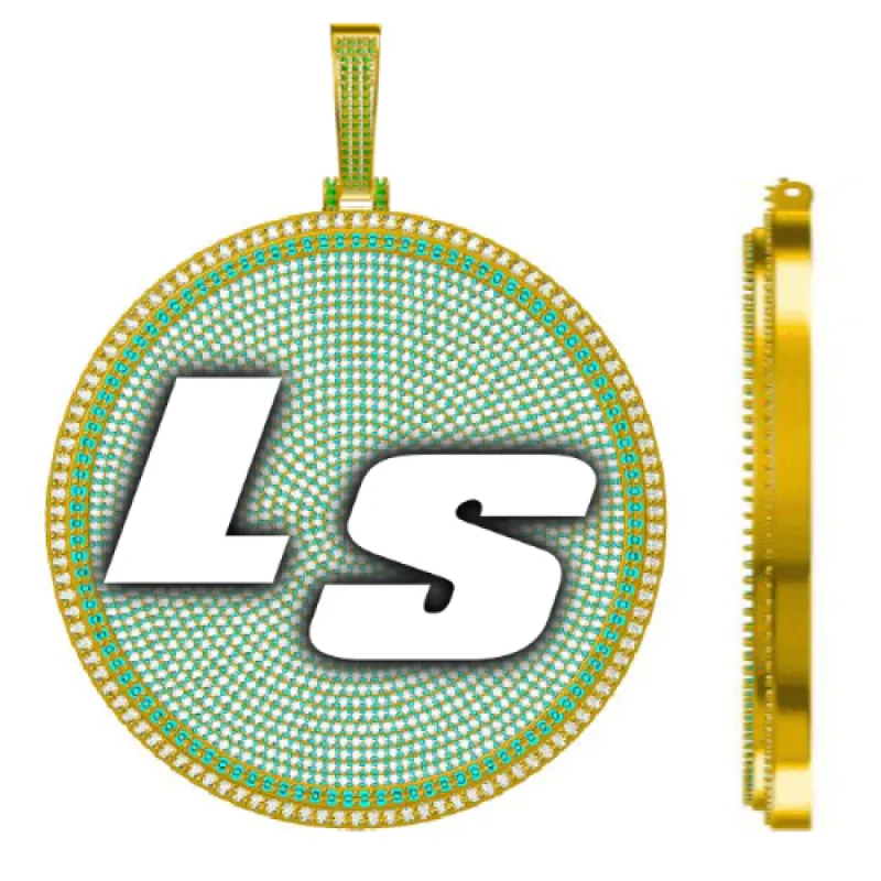 CUSTOM LETTER NECKLACE 3D BIG DISC sold by The GUU Shop