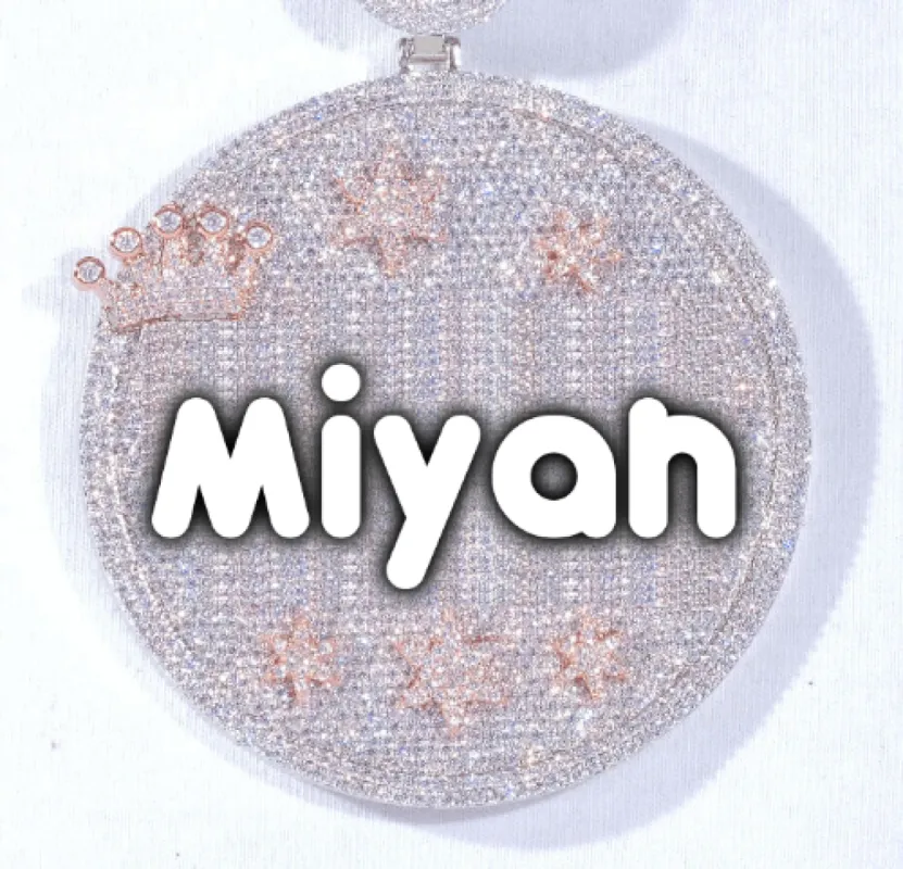 CUSTOM LETTER NECKLACE 3D BIG CROWN DISC sold by The GUU Shop