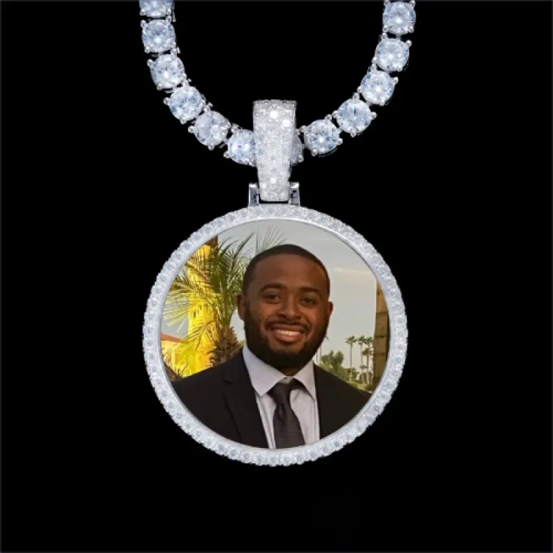925S & VVS Moissanite 3D Circle Custom Picture Pendant sold by The GUU Shop