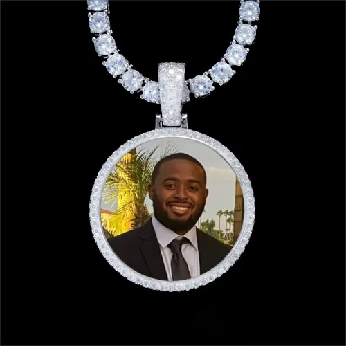 925S & VVS Moissanite 3D Circle Custom Picture Pendant sold by The GUU Shop