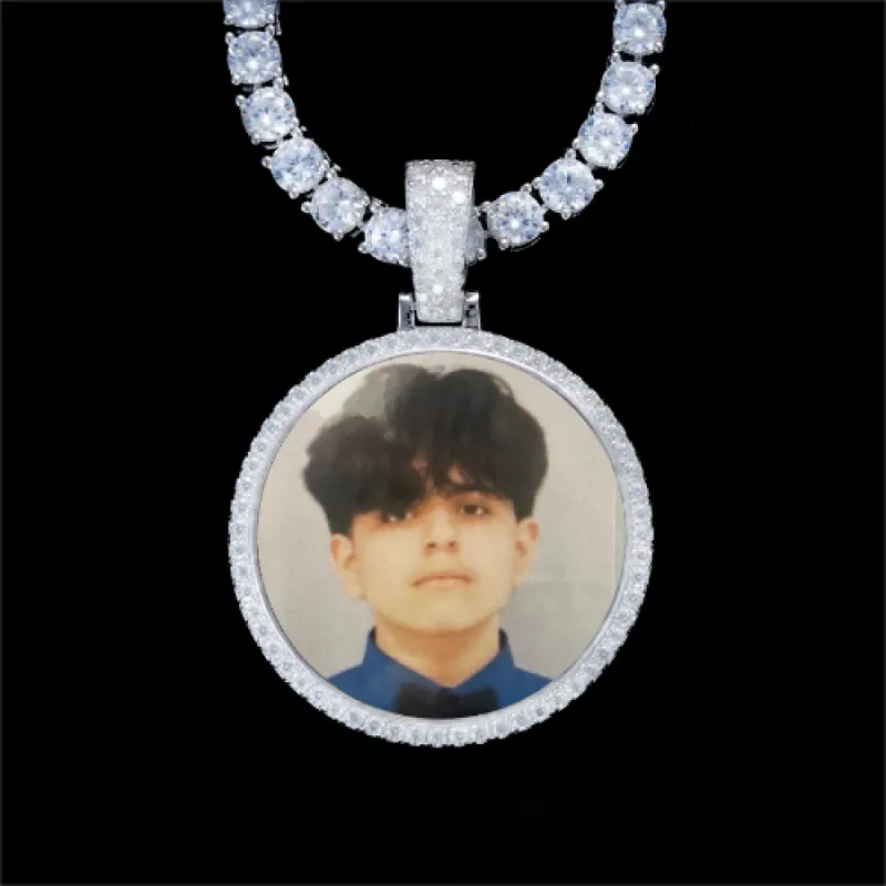925S & VVS Moissanite 3D Circle Custom Picture Pendant sold by The GUU Shop