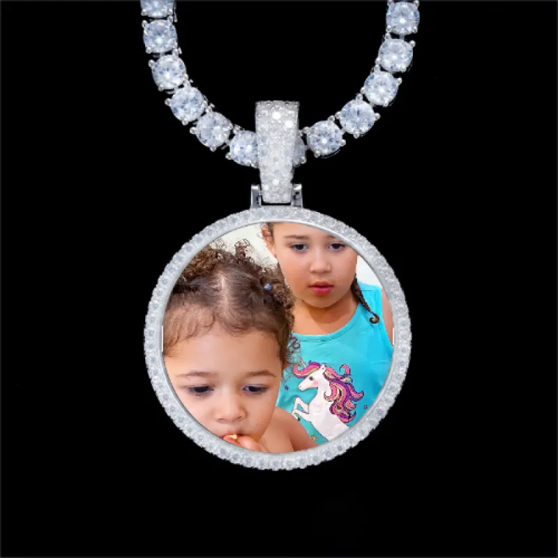925S & VVS Moissanite 3D Circle Custom Picture Pendant sold by The GUU Shop