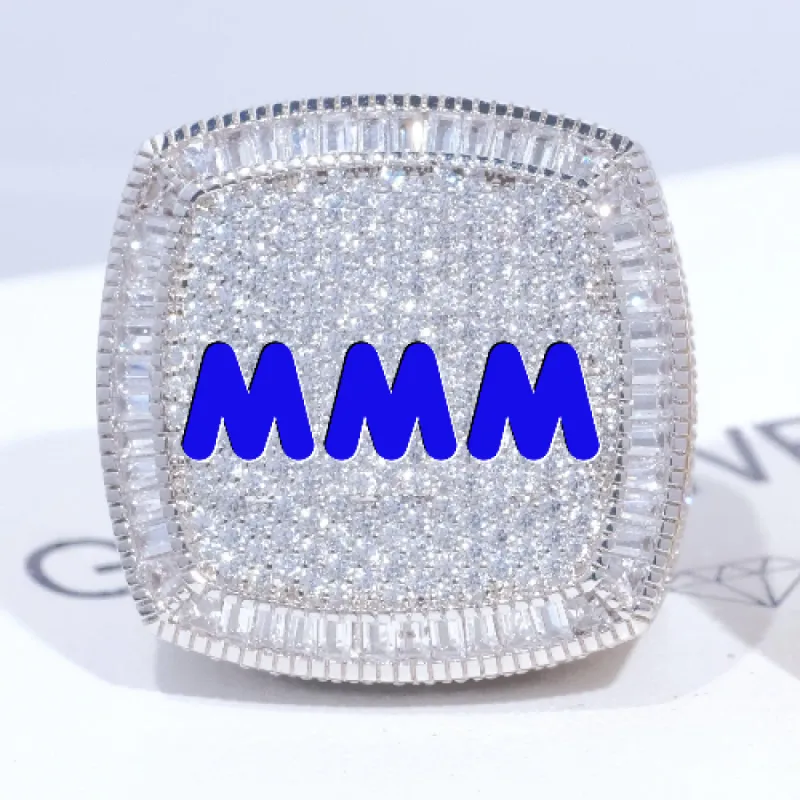 CUSTOM LETTER 3D ICED RING sold by The GUU Shop