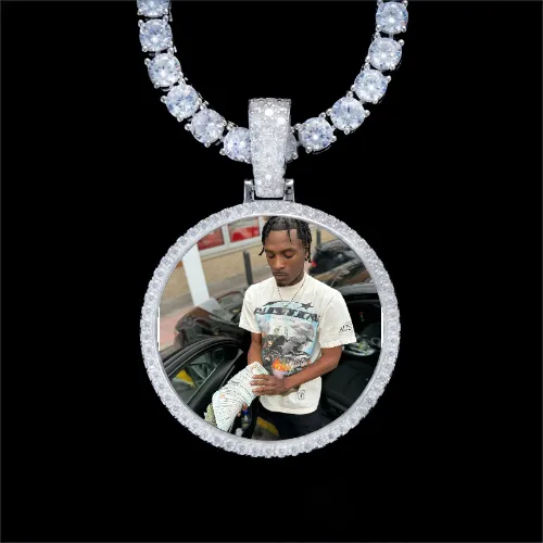 925S & VVS Moissanite 3D Circle Custom Picture Pendant sold by The GUU Shop