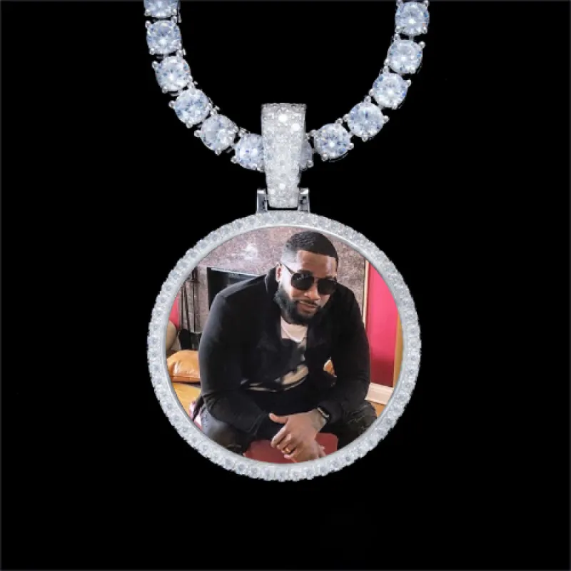 925S & VVS Moissanite 3D Circle Custom Picture Pendant sold by The GUU Shop