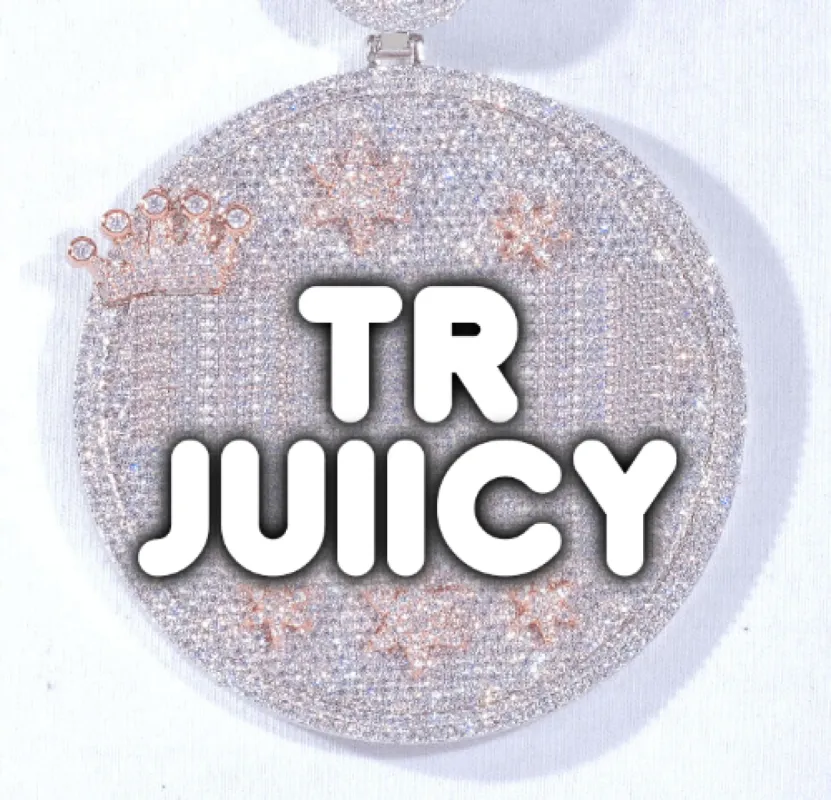 CUSTOM LETTER NECKLACE 3D BIG CROWN DISC sold by The GUU Shop