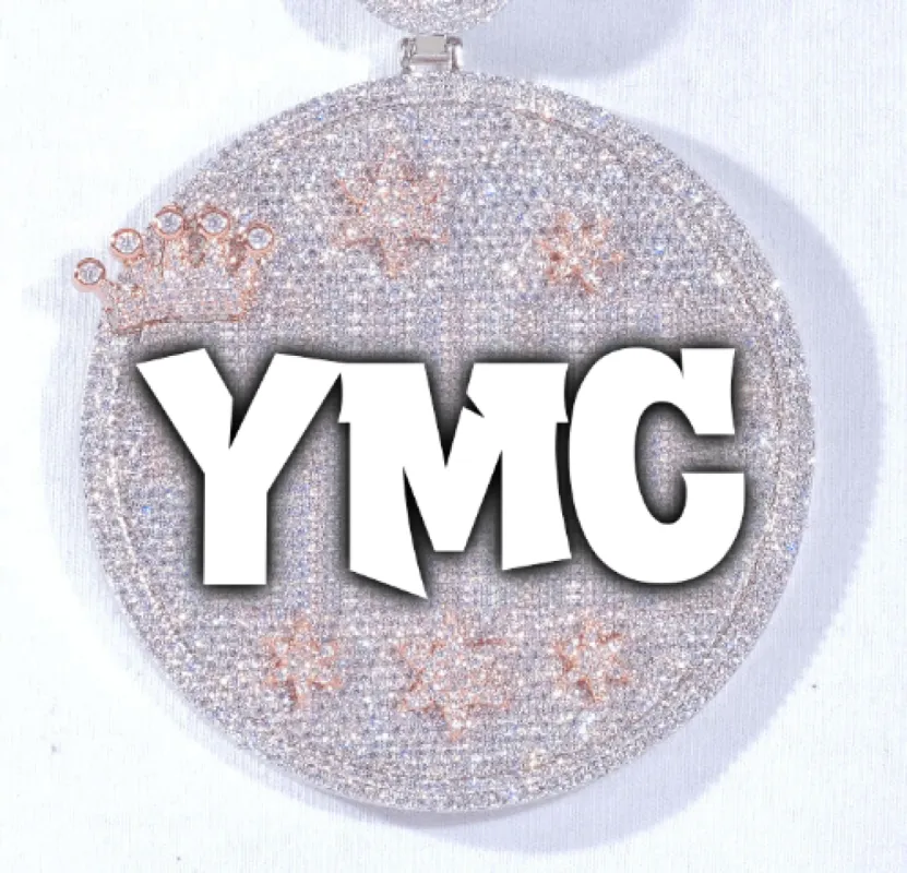 CUSTOM LETTER NECKLACE 3D BIG CROWN DISC sold by The GUU Shop