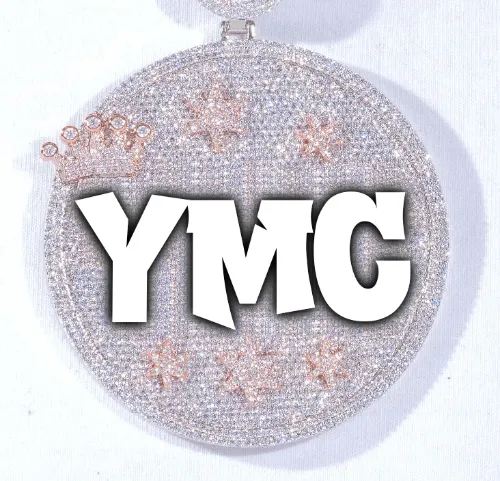 CUSTOM LETTER NECKLACE 3D BIG CROWN DISC sold by The GUU Shop