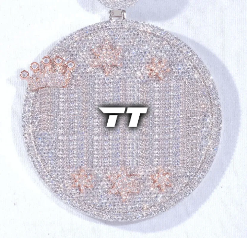 CUSTOM LETTER NECKLACE 3D BIG CROWN DISC made by The GUU Shop