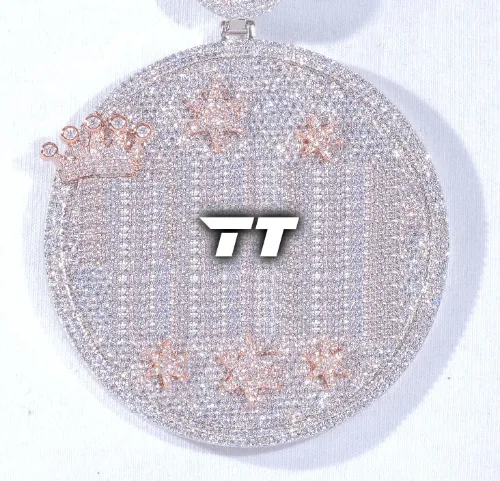 CUSTOM LETTER NECKLACE 3D BIG CROWN DISC sold by The GUU Shop