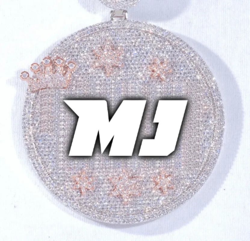 CUSTOM LETTER NECKLACE 3D BIG CROWN DISC sold by The GUU Shop