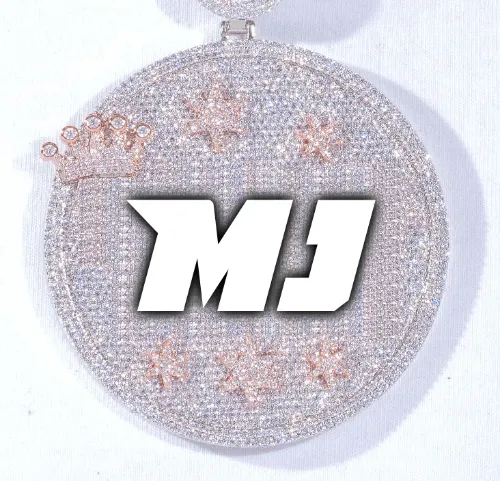 CUSTOM LETTER NECKLACE 3D BIG CROWN DISC sold by The GUU Shop