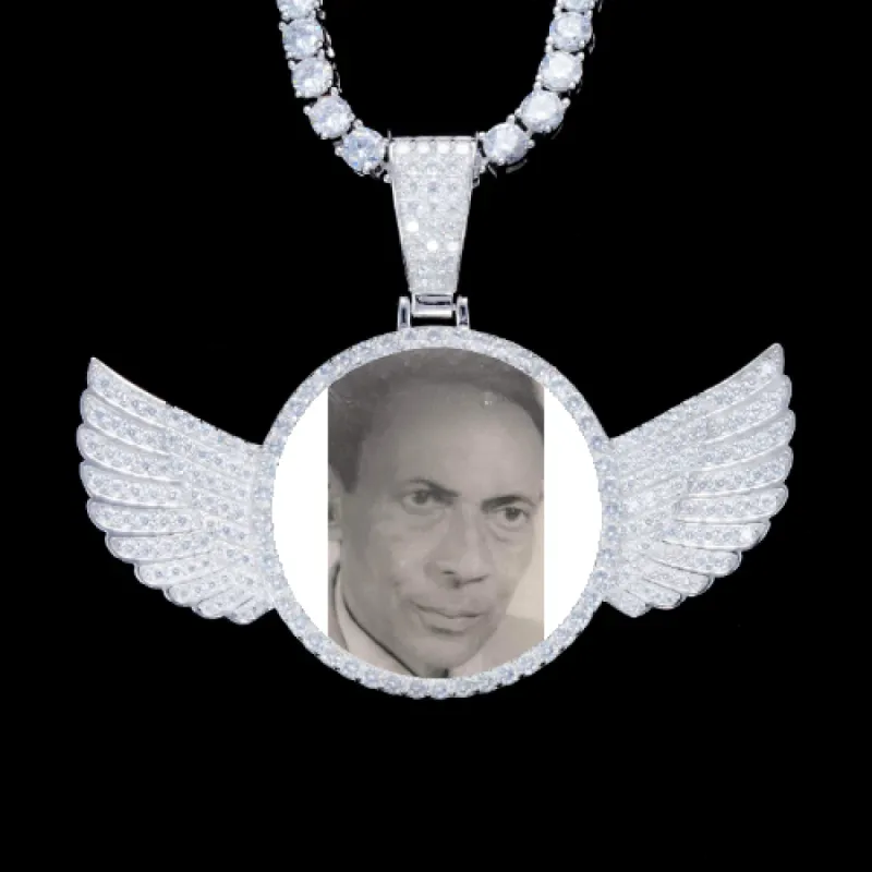 925S & VVS Moissanite 3D Wing Custom Picture Pendant sold by The GUU Shop