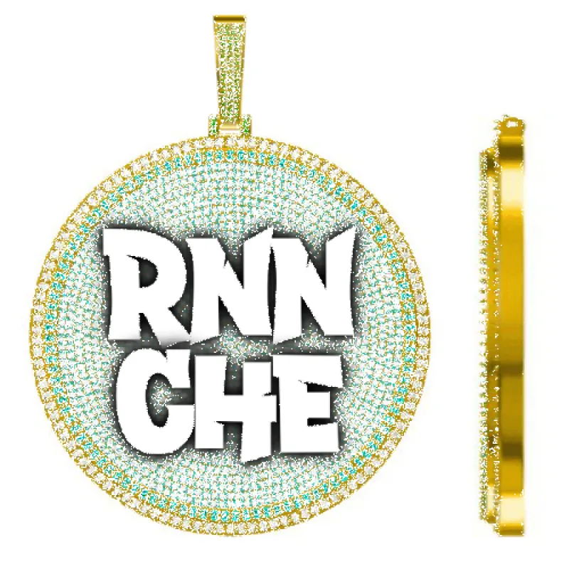 CUSTOM LETTER NECKLACE 3D BIG DISC sold by The GUU Shop