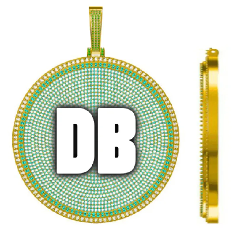 CUSTOM LETTER NECKLACE 3D BIG DISC sold by The GUU Shop