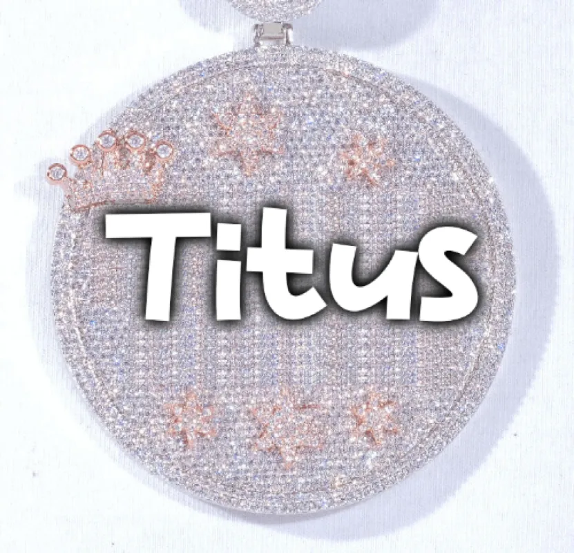 CUSTOM LETTER NECKLACE 3D BIG CROWN DISC sold by The GUU Shop