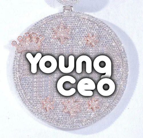 CUSTOM LETTER NECKLACE 3D BIG CROWN DISC sold by The GUU Shop