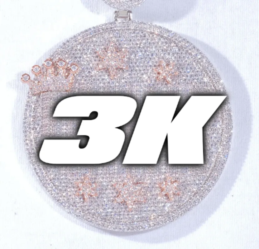 CUSTOM LETTER NECKLACE 3D BIG CROWN DISC sold by The GUU Shop