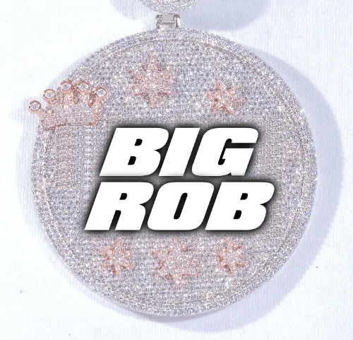 CUSTOM LETTER NECKLACE 3D BIG CROWN DISC sold by The GUU Shop