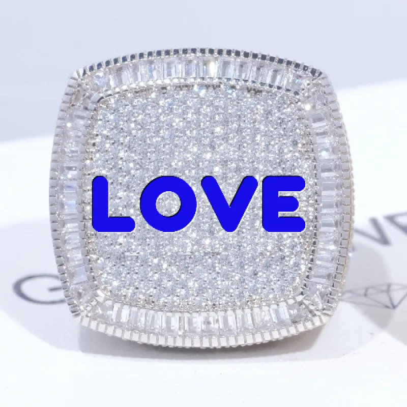 CUSTOM LETTER 3D ICED RING sold by The GUU Shop