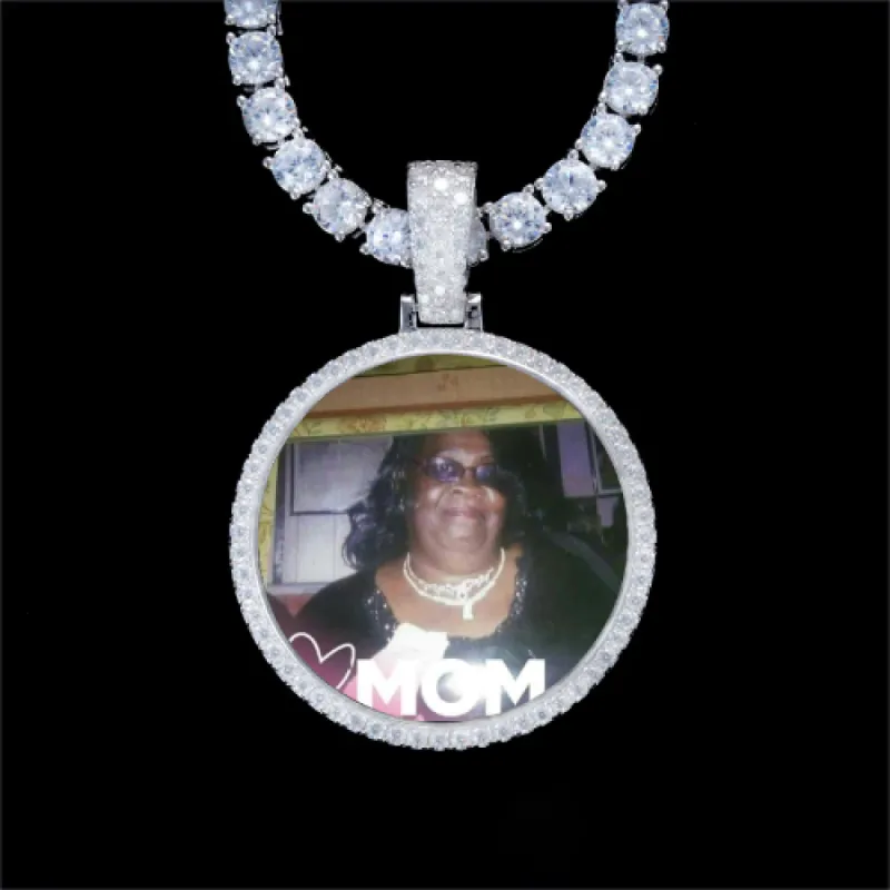 925S & VVS Moissanite 3D Circle Custom Picture Pendant sold by The GUU Shop