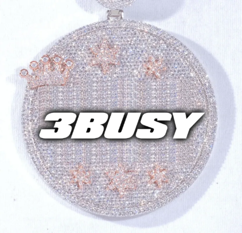 CUSTOM LETTER NECKLACE 3D BIG CROWN DISC sold by The GUU Shop