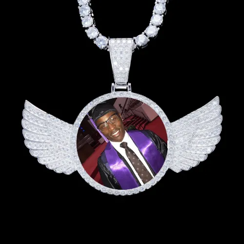 925S & VVS Moissanite 3D Wing Custom Picture Pendant sold by The GUU Shop